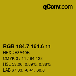 カラーコード: RGB 184.7 164.6 11 | qconv.com