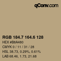 カラーコード: RGB 184.7 164.6 128 | qconv.com