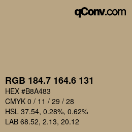 カラーコード: RGB 184.7 164.6 131 | qconv.com