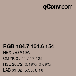 カラーコード: RGB 184.7 164.6 154 | qconv.com