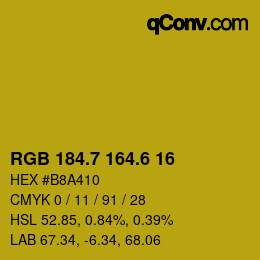 カラーコード: RGB 184.7 164.6 16 | qconv.com
