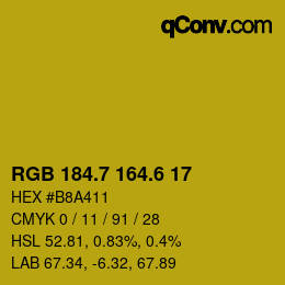 カラーコード: RGB 184.7 164.6 17 | qconv.com