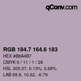 カラーコード: RGB 184.7 164.6 183 | qconv.com