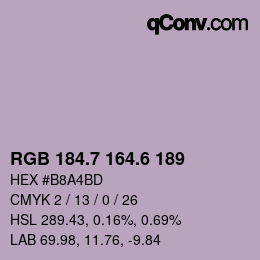 カラーコード: RGB 184.7 164.6 189 | qconv.com
