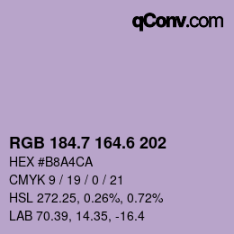 カラーコード: RGB 184.7 164.6 202 | qconv.com