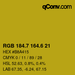 カラーコード: RGB 184.7 164.6 21 | qconv.com