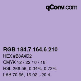 カラーコード: RGB 184.7 164.6 210 | qconv.com