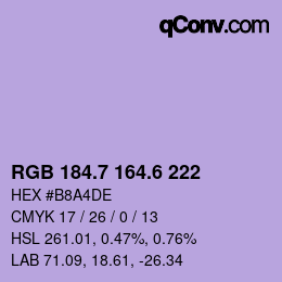 カラーコード: RGB 184.7 164.6 222 | qconv.com