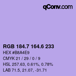 カラーコード: RGB 184.7 164.6 233 | qconv.com
