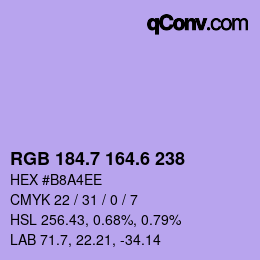 カラーコード: RGB 184.7 164.6 238 | qconv.com