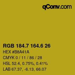 カラーコード: RGB 184.7 164.6 26 | qconv.com