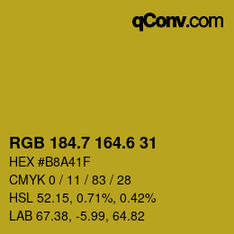 カラーコード: RGB 184.7 164.6 31 | qconv.com