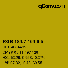 カラーコード: RGB 184.7 164.6 5 | qconv.com