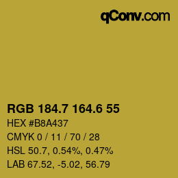 カラーコード: RGB 184.7 164.6 55 | qconv.com