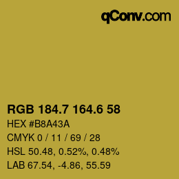 カラーコード: RGB 184.7 164.6 58 | qconv.com