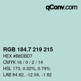 カラーコード: RGB 184.7 219 215 | qconv.com