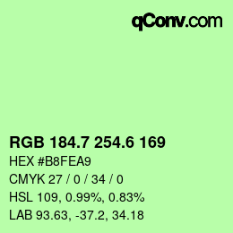 カラーコード: RGB 184.7 254.6 169 | qconv.com