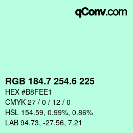 カラーコード: RGB 184.7 254.6 225 | qconv.com