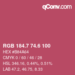 カラーコード: RGB 184.7 74.6 100 | qconv.com