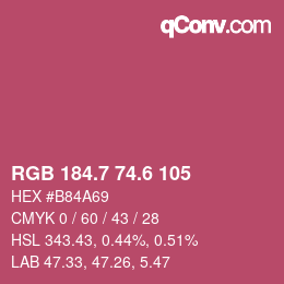 カラーコード: RGB 184.7 74.6 105 | qconv.com