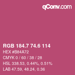 カラーコード: RGB 184.7 74.6 114 | qconv.com