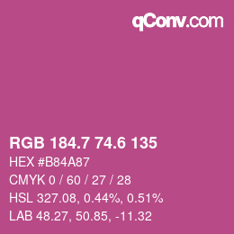 カラーコード: RGB 184.7 74.6 135 | qconv.com