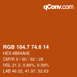 カラーコード: RGB 184.7 74.6 14 | qconv.com