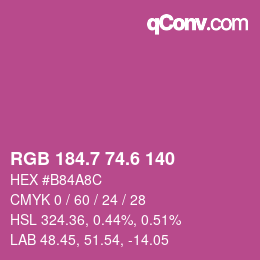 カラーコード: RGB 184.7 74.6 140 | qconv.com
