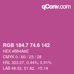 カラーコード: RGB 184.7 74.6 142 | qconv.com