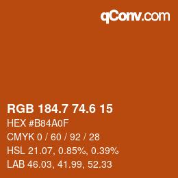 カラーコード: RGB 184.7 74.6 15 | qconv.com