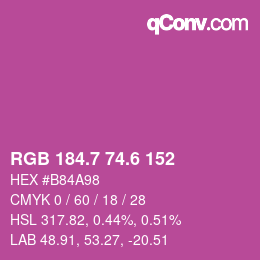 カラーコード: RGB 184.7 74.6 152 | qconv.com