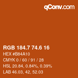カラーコード: RGB 184.7 74.6 16 | qconv.com