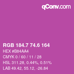 カラーコード: RGB 184.7 74.6 164 | qconv.com