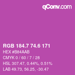 カラーコード: RGB 184.7 74.6 171 | qconv.com