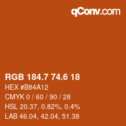 カラーコード: RGB 184.7 74.6 18 | qconv.com