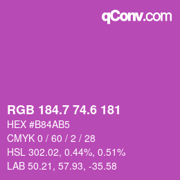 カラーコード: RGB 184.7 74.6 181 | qconv.com