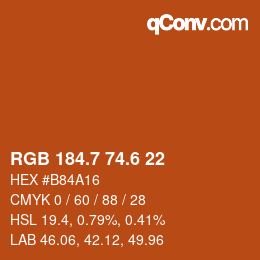 カラーコード: RGB 184.7 74.6 22 | qconv.com