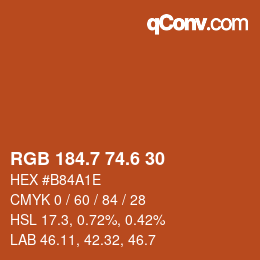 カラーコード: RGB 184.7 74.6 30 | qconv.com