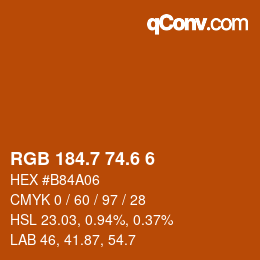 カラーコード: RGB 184.7 74.6 6 | qconv.com