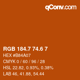 カラーコード: RGB 184.7 74.6 7 | qconv.com
