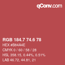 カラーコード: RGB 184.7 74.6 78 | qconv.com