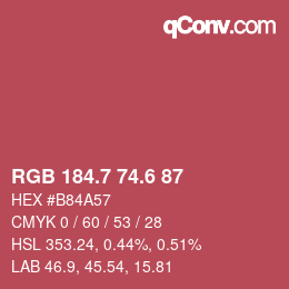 カラーコード: RGB 184.7 74.6 87 | qconv.com