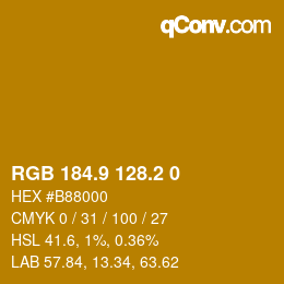 カラーコード: RGB 184.9 128.2 0 | qconv.com