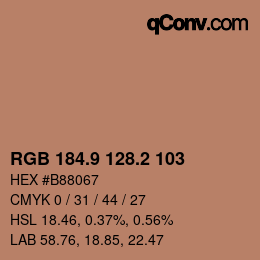 Farbcode: RGB 184.9 128.2 103 | qconv.com