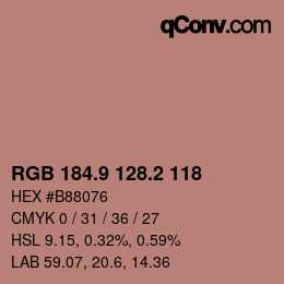 Color code: RGB 184.9 128.2 118 | qconv.com