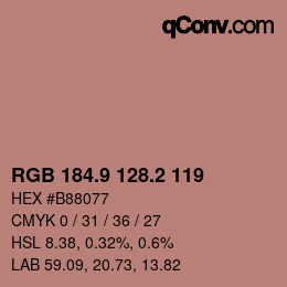 カラーコード: RGB 184.9 128.2 119 | qconv.com