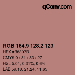 Color code: RGB 184.9 128.2 123 | qconv.com