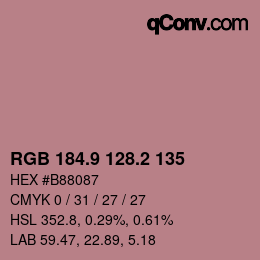 Color code: RGB 184.9 128.2 135 | qconv.com