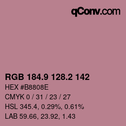 カラーコード: RGB 184.9 128.2 142 | qconv.com