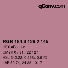カラーコード: RGB 184.9 128.2 145 | qconv.com